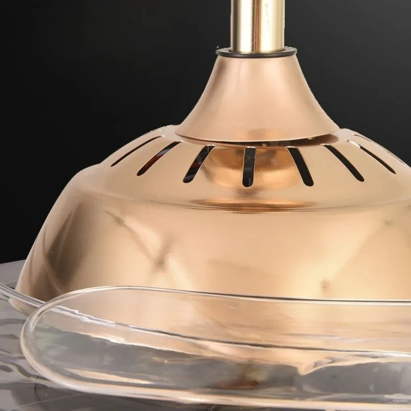 Light Luxury Crystal Ceiling Light American Foyer Restaurant Invisible LED Ceiling Fan Lamps Electric Fan Silent Bedroom Kitchen