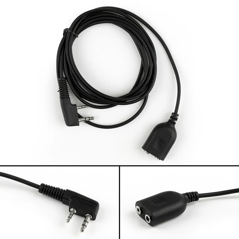 2 Pin k-head Baofeng kabel Audio Adapter kabel ekstensi untuk BF-888S UV-82 UV-5R kenwood Headset Speaker PTT Mic Mcirophone