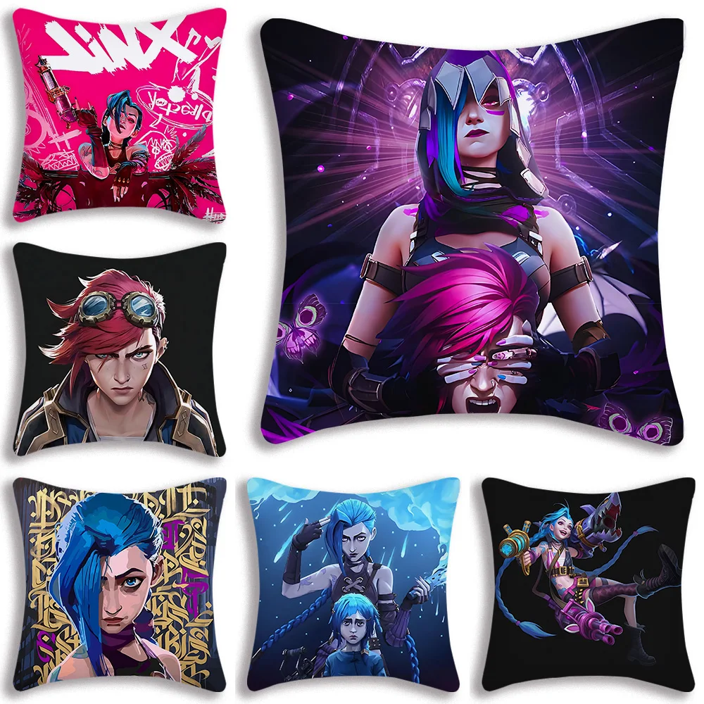 Hot Arcane League of Legends Pillow Covers Cartoon Sofa Decorative Home Double-sided Printing Short Plush Cute Cushion Cover