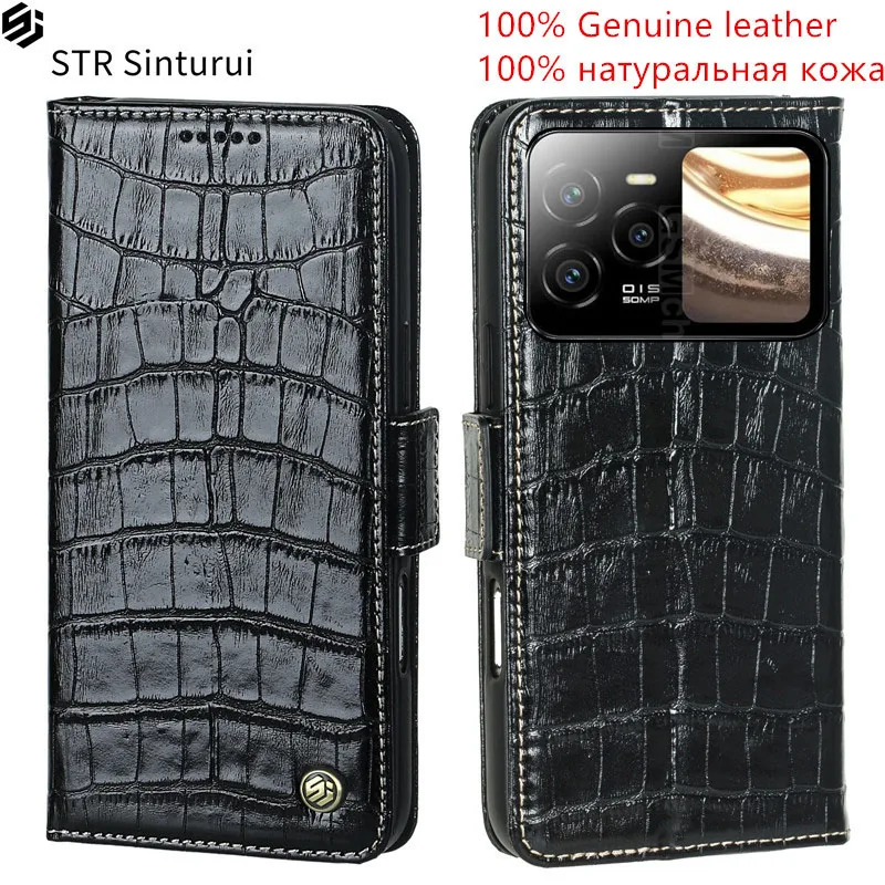 

STR 100% Genuine leather crocodile grain card Slot Wallet Cover For BLU Bold N4 N3 N2 K50 K10 Flip Fall prevention phone Case