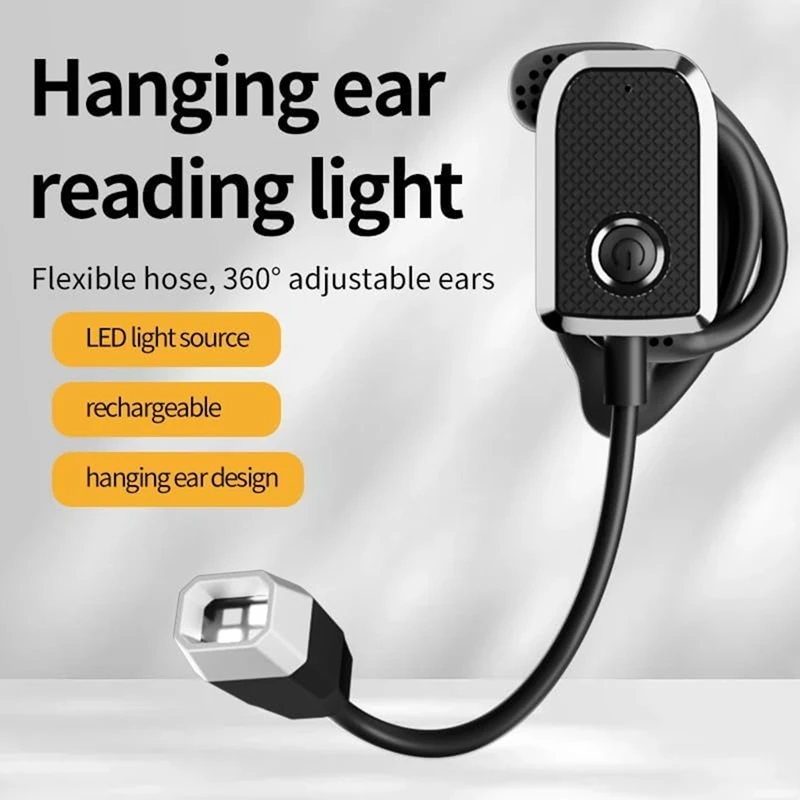 360°Ear Clip Reading Light,Night Lamp for Reading in Bed- Eye Caring 3 Colors & 3-Brightness,,Study for Kids & Adults-A46I