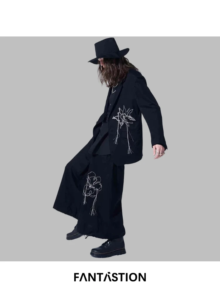 

FANTASTION tassel embroidered harem pants unisex loose balloon wide-leg trousers for casual lantern-style comfort pants