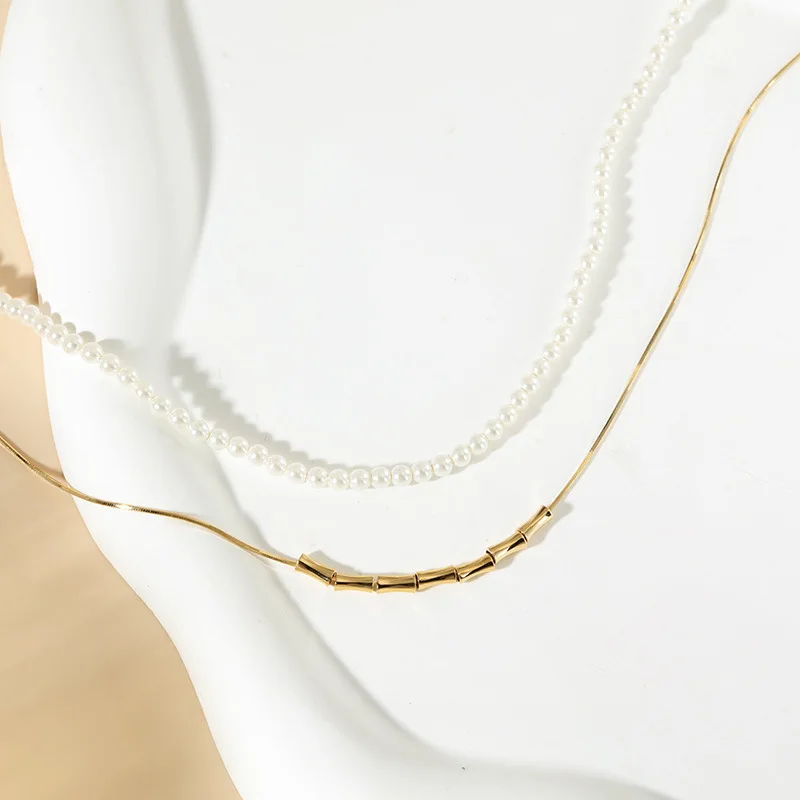 925 Silver Bamboo Knot Pearl Necklace Korean Edition Collar Chain Light Luxury High end Jewelry