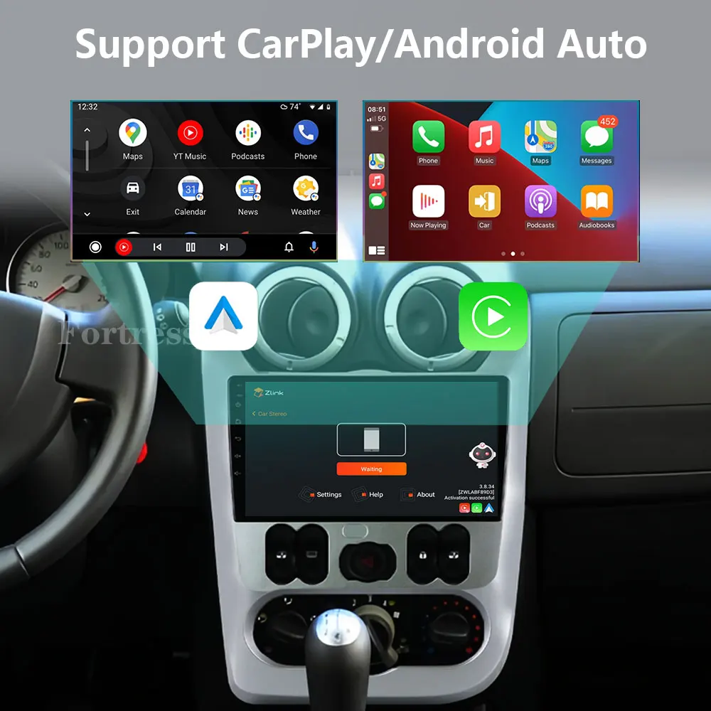 Android 16 Radio del coche para Renault Logan 1 Sandero 2009 2010 2011 2012 - 2015 Largus Dacia Duster reproductor de vídeo Multimedia GPS WIFI 2