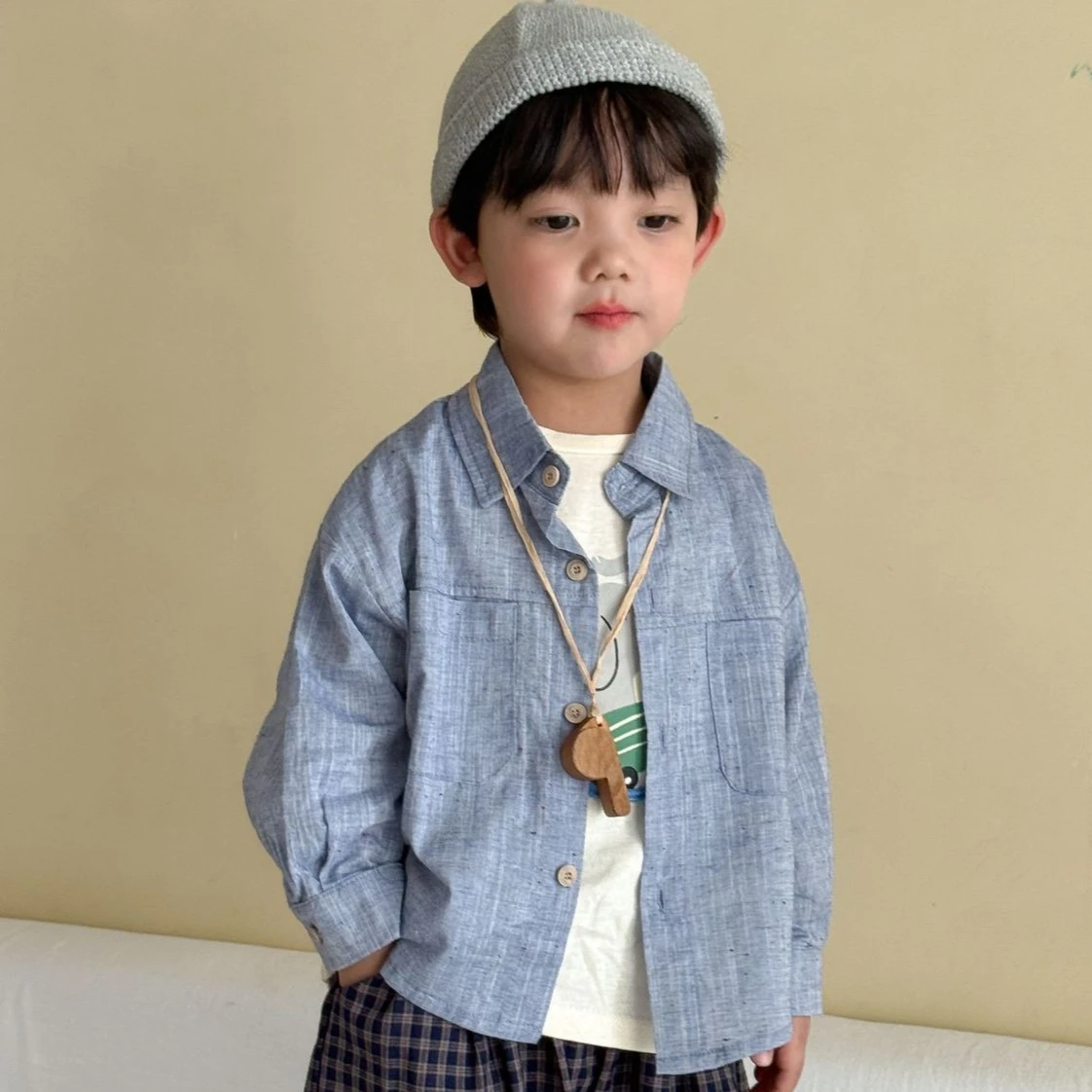 Shirt 2026 Spring and Summer New Children's Wear Korean Style Boys and Girls Foreign Style Cotton Loose Long-sleeved Shirt