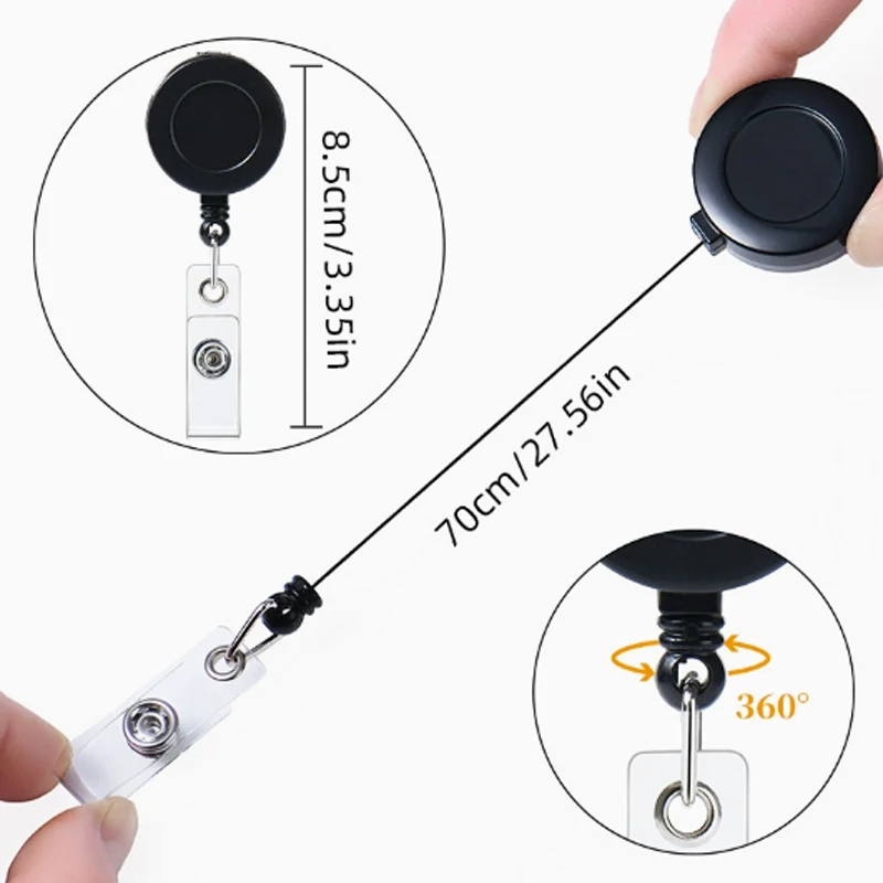 Retractable Pull Badge Reel Plastic Keychains ID Lanyard Name Tag Key Ring Clips Hospital Nurse School office Badge Holder Clips