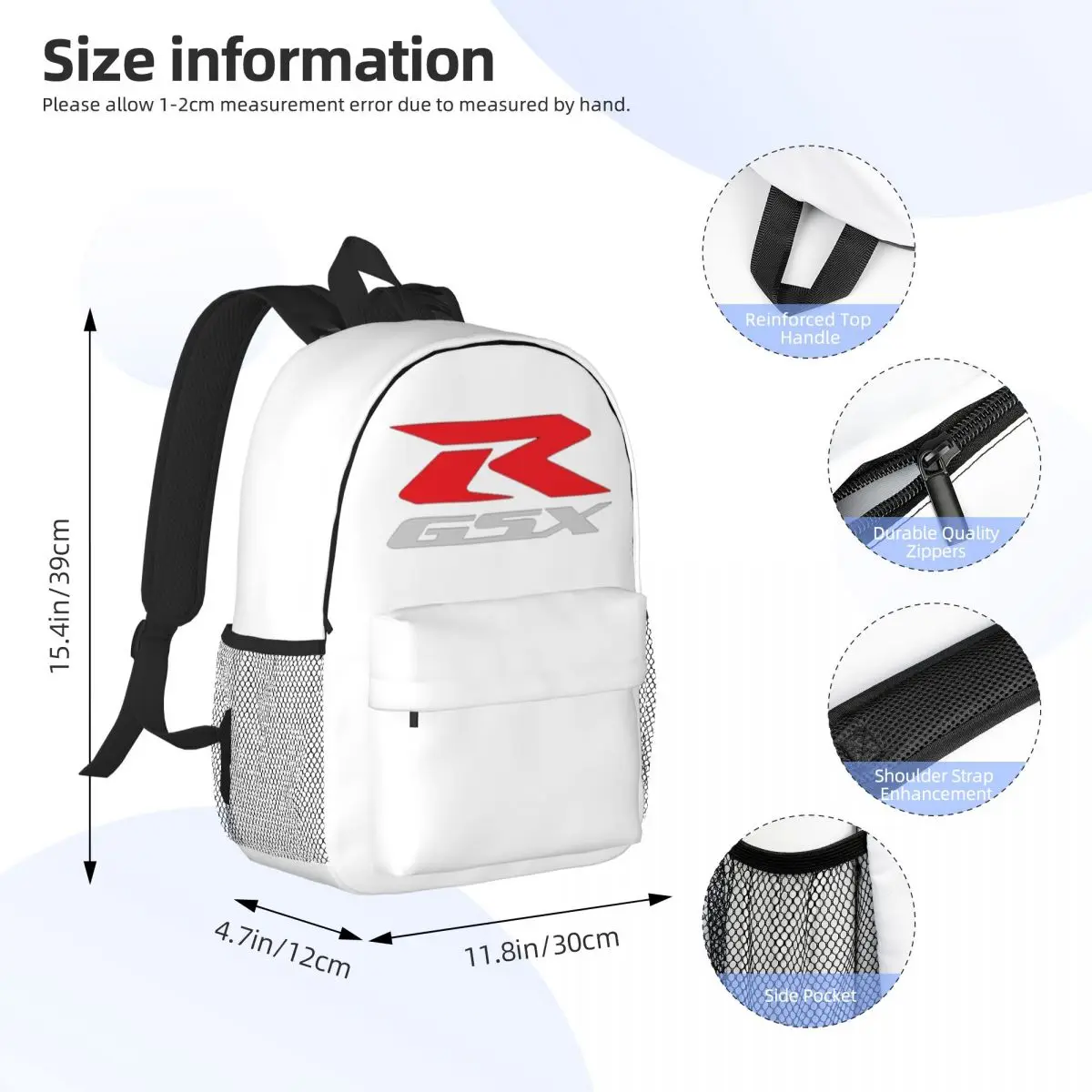 GSX-R Backpacks Teenager Bookbag Casual Children School Bags Laptop Rucksack Shoulder Bag Large Capacity