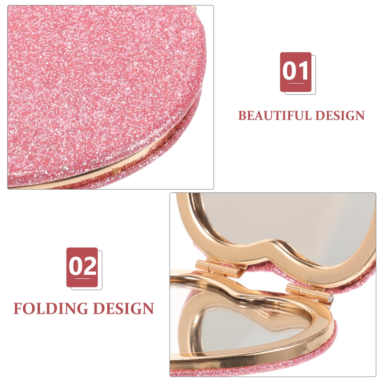 Heart Shaped Makeup Mirror Portable Compact Travel Size Cute Handheld Mirror for Women Outdoor Personal Mirrors