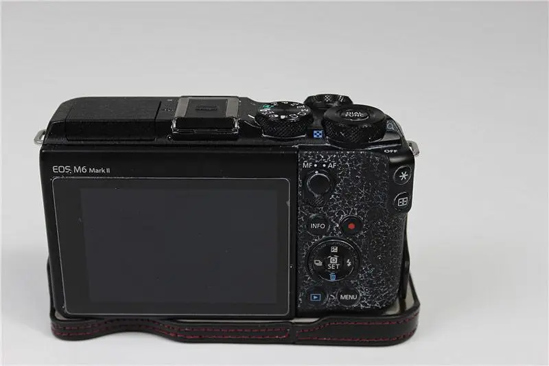 Camera Video Bag PU Leather Case Half Body Base Protector for Canon EOS M6 Mark II M6 II M6II Protective Opening Bottom Cover