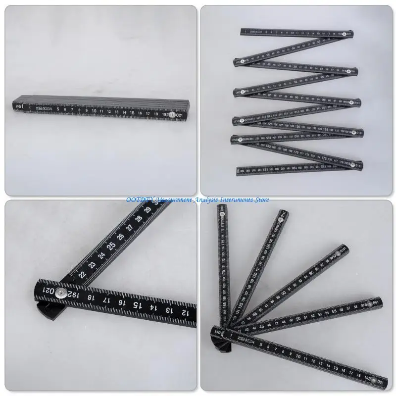 367D Practical 2m Black Folding Measurement Tool With Metal Rivets For Accurate Work