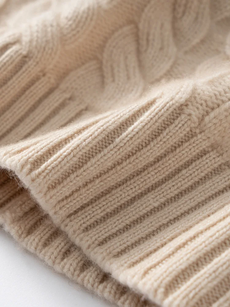 新しい秋冬の女性カシミヤ帽子 100% カシミヤケーブルニット帽子暖かいプルオーバーキャップカジュアルシンプルなスタイルカシミヤ帽子トップス