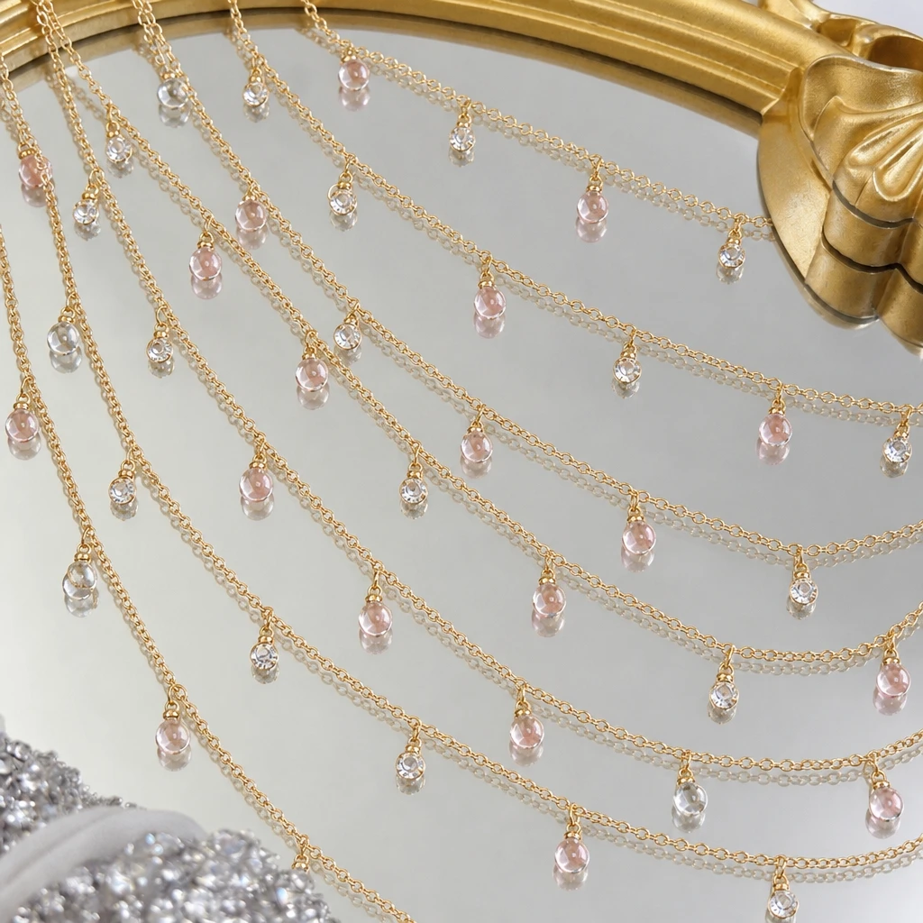 0,5m/1m Klare Kristall-Rundkugel-Perlenkette DIY Halsketten Armband Kopfschmuck Schmuck Kleidung Heim Handwerk Zubehör – Detail 1