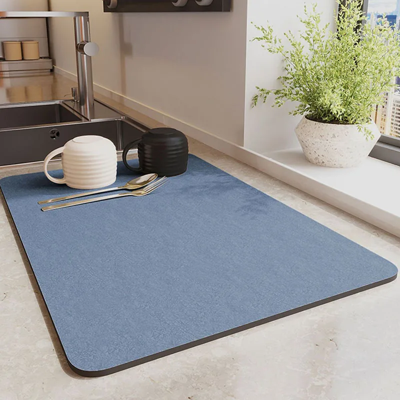 Kitchen Countertop Dish Drain Pad Solid Super Absorbent Drying Mat Non-slip Table Mat Dinnerware Tableware Dining Room Placemat