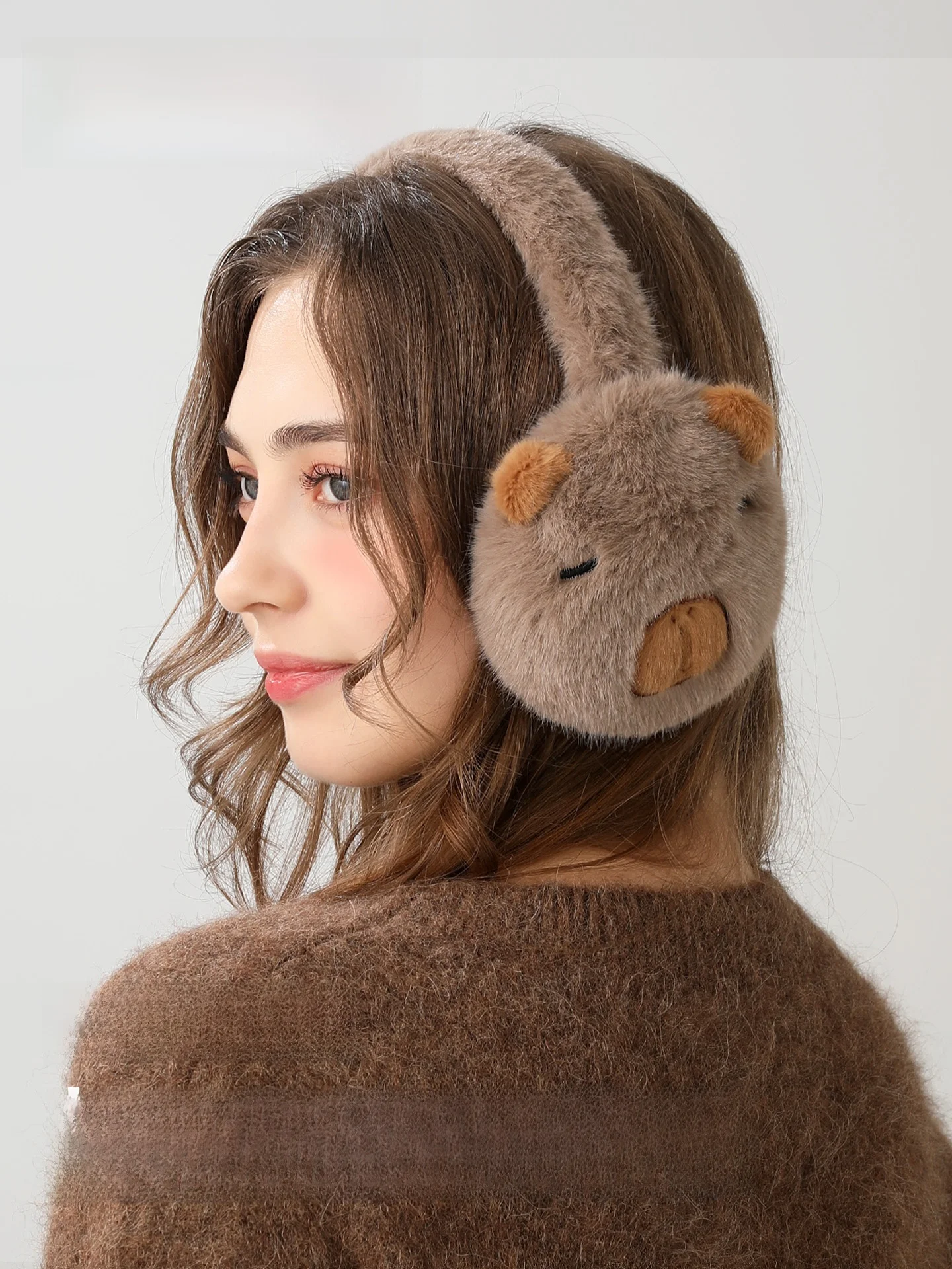 かわいいクマのぬいぐるみイヤーマフ男性と女性用サイクリング耳保護暖かい学生カップルイヤーパッド秋冬必需品