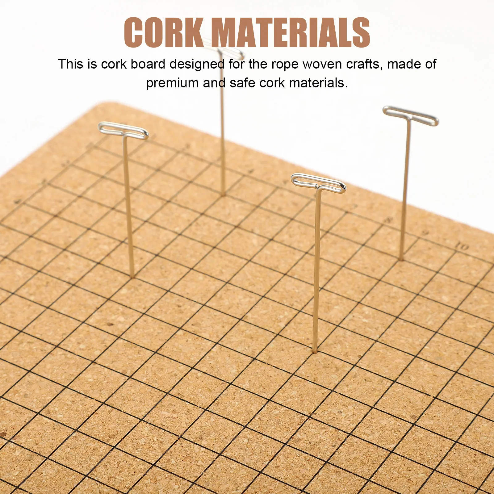 

1 Set Macrame Grid Rope Knotting Board Diy Craft Projects With T Pins Durable Stainless Steel Natural Cork Material For Knotting