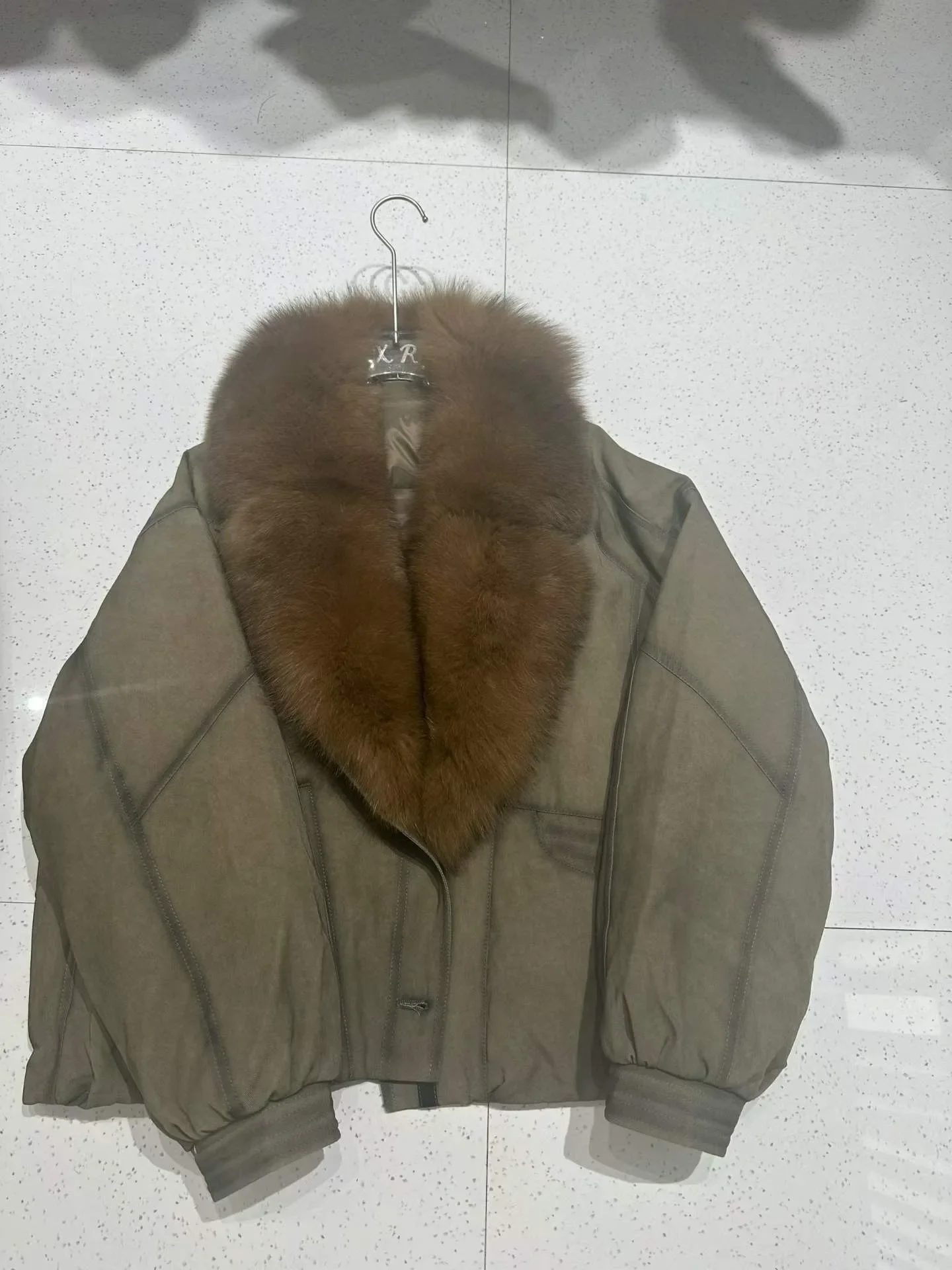 OFTBUY Big Fox Fur Collar Goose Down Clothing Women Warm Thick Short Down Outerwear Winter Suede Jacket with Fur for Female