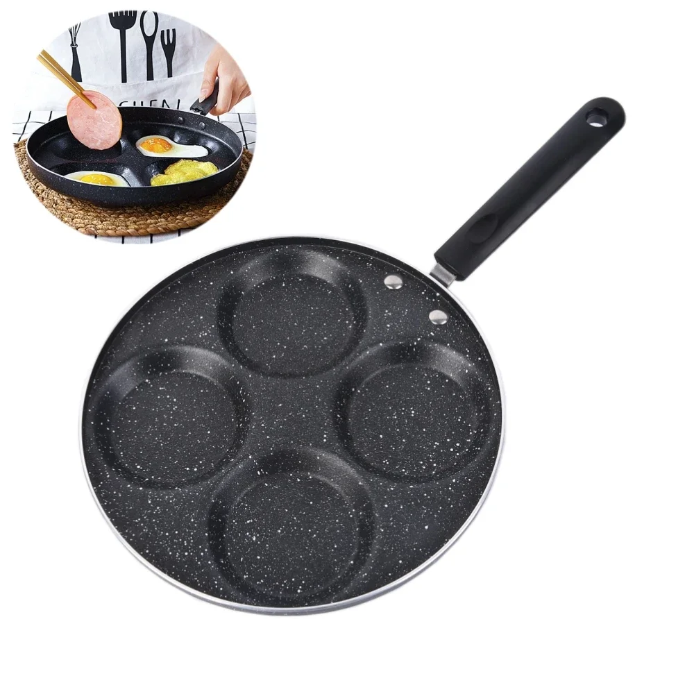 

Four-Hole Omelet Pan No Oil-Smoke Non-Stick Egg Pot Cake Ham Frying Grill Pan