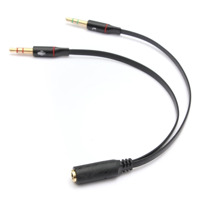 Cablecc Cablecc 3.5 mm Black Headphone Earphone Audio Cable Micphone Y Splitter Adapter 1 Female to 2 male Connected Cord