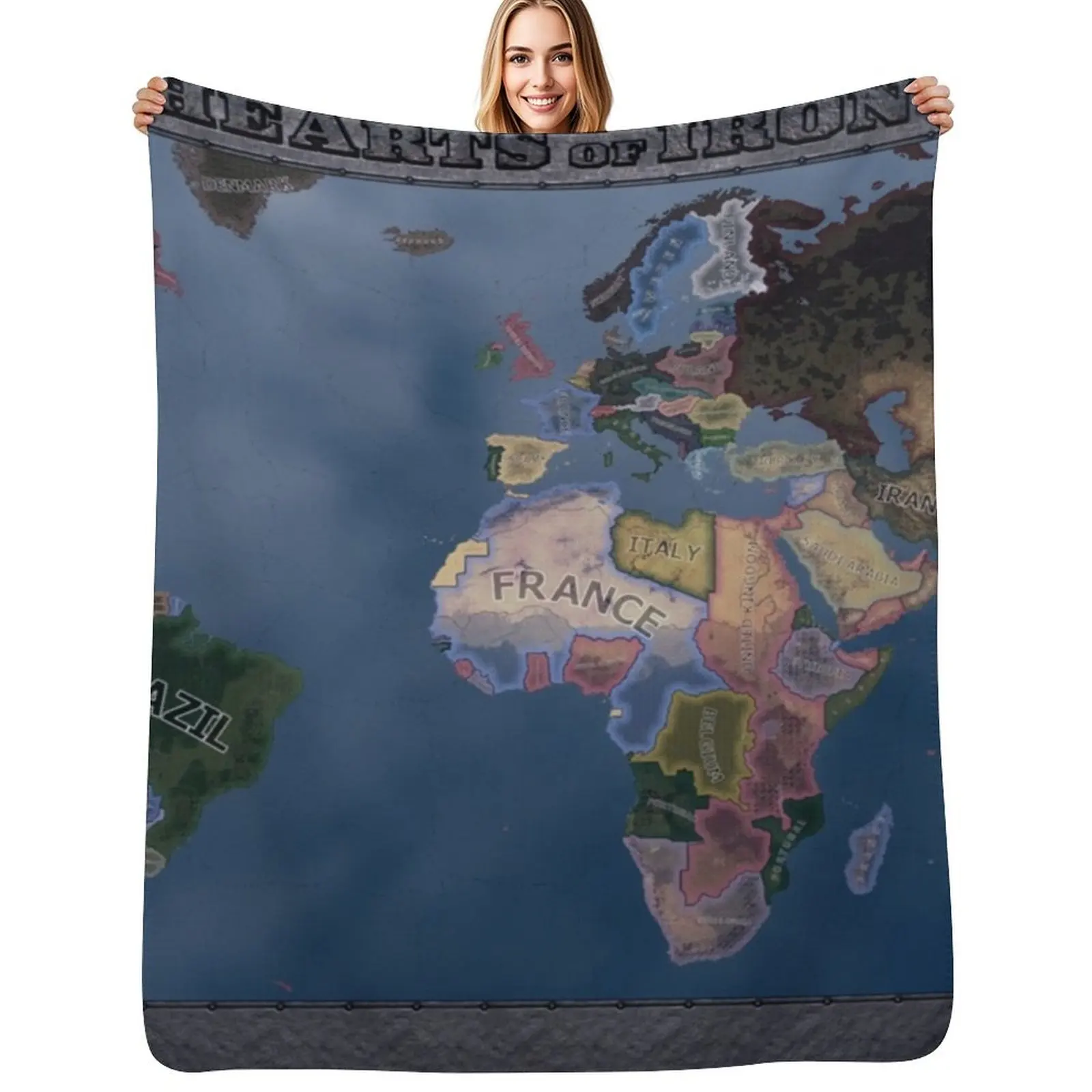 Hearts of Iron 4 Map Throw Blanket All Weather Soft Throw Blanket for Sofa