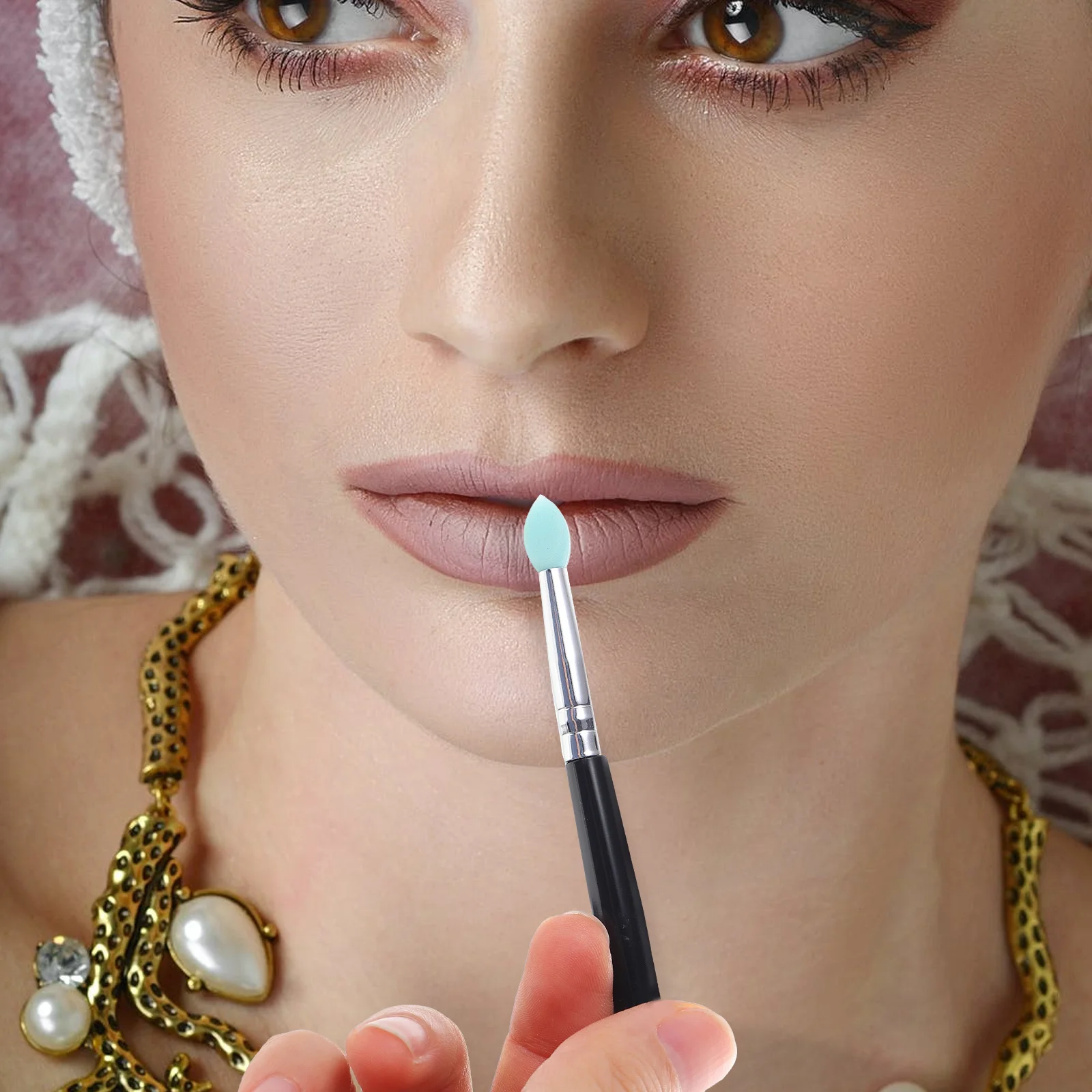 5Pcs Eyeshadow Applicator Brush Soft Silicone Head for Eyeshadow Sequin Lip Mask Makeup Accessory Tool