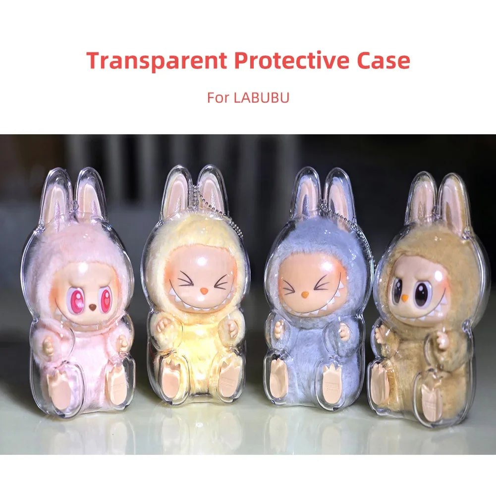 1Pc Custodia protettiva in acrilico per bambole di peluche Display Bag per la Corea Kpop Exo Labubu V2 Seduta Accessori per bambole da festa