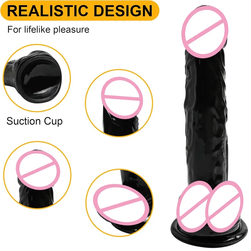 Waterproof  Realistic Black Dildo Masturbators Anal Gay Soft Clitoris Vaginal Massager Penis Suction Cup Dick Sex Toys for Women - view 3