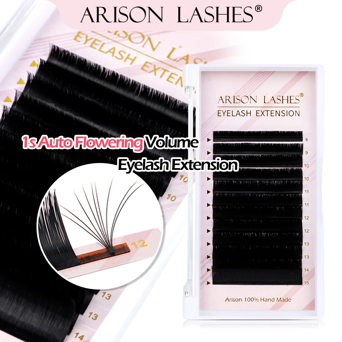 ARISON 8-18mm M/L/C/D extensión de pestañas Easy Fanning Bloom Flare Eye Lash extensiones de pestañas rusas volumen pestañas de seda