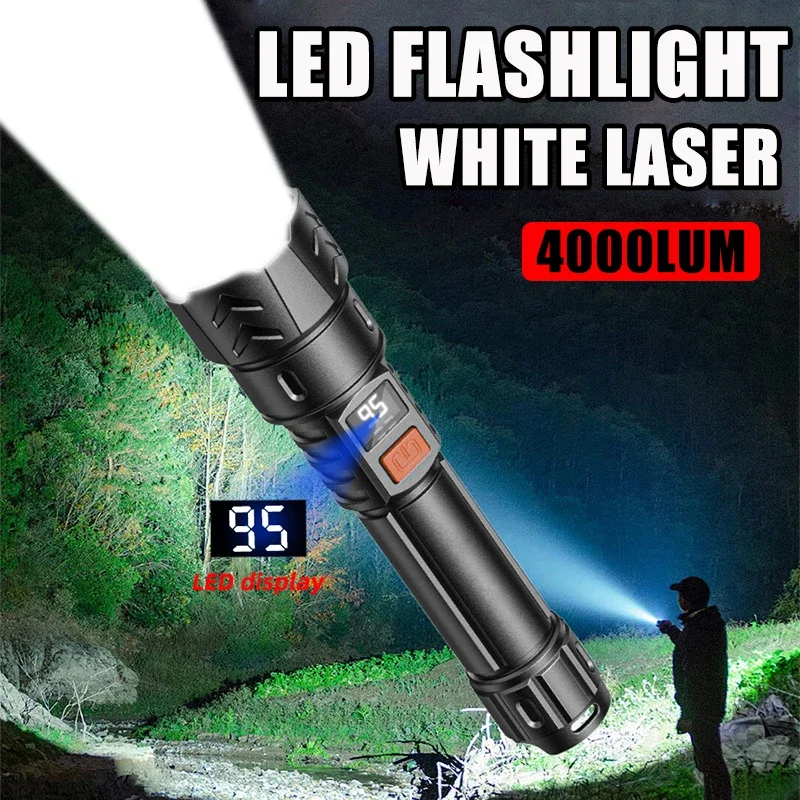 

High-power White Laser LED Flashlight Ultra Strong Light Tactical Flashlight Outdoor Waterproof Searchlight Camping Torch