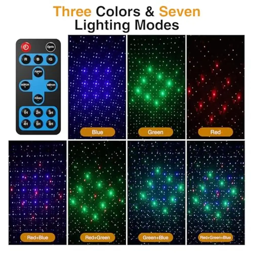 Outdoor Christmas Laser Lights RGB 3 Colors Remote Control IP65 Waterproof 7 Light Modes Timer Wide Coverage Ideal Gift Holiday