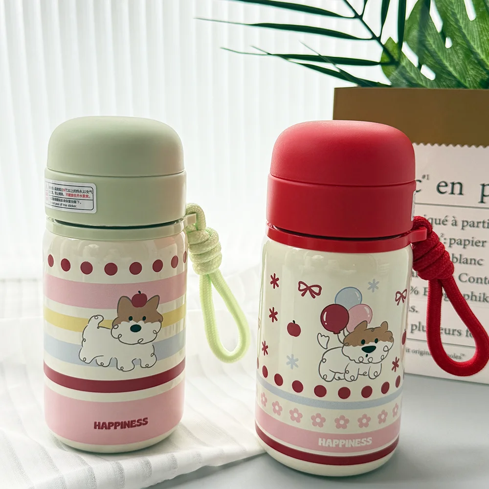 

300ml Insulated Water Bottle, 316 Stainless Steel Double Wall Vacuum Flask, Cute Puppy Design Thermal Cup