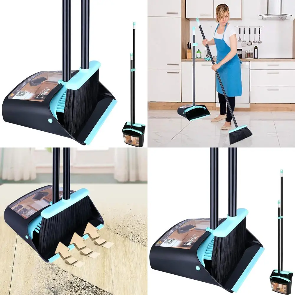

Long-Handled Broom and Dustpan Set for Indoor Cleaning, 54 Reach