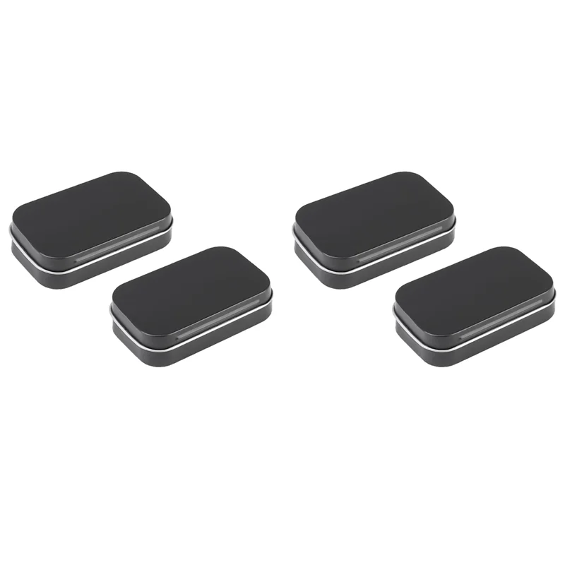 

A98E-4 PCS Маленькая коробка для хранения с крышкой Прямоугольные маленькие жестяные коробки Металлическая коробка с крышкой Маленькая жестяная коробка для домашнего хранения Черный