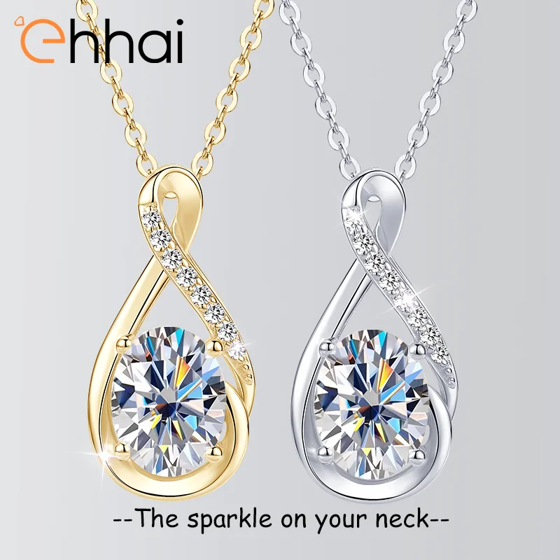 

Ehhai Oval Moissanite Infinity Pendant Necklace for Women 925 Sterling Silver Chains Wedding Fine Jewelry Gifts Collares Choker