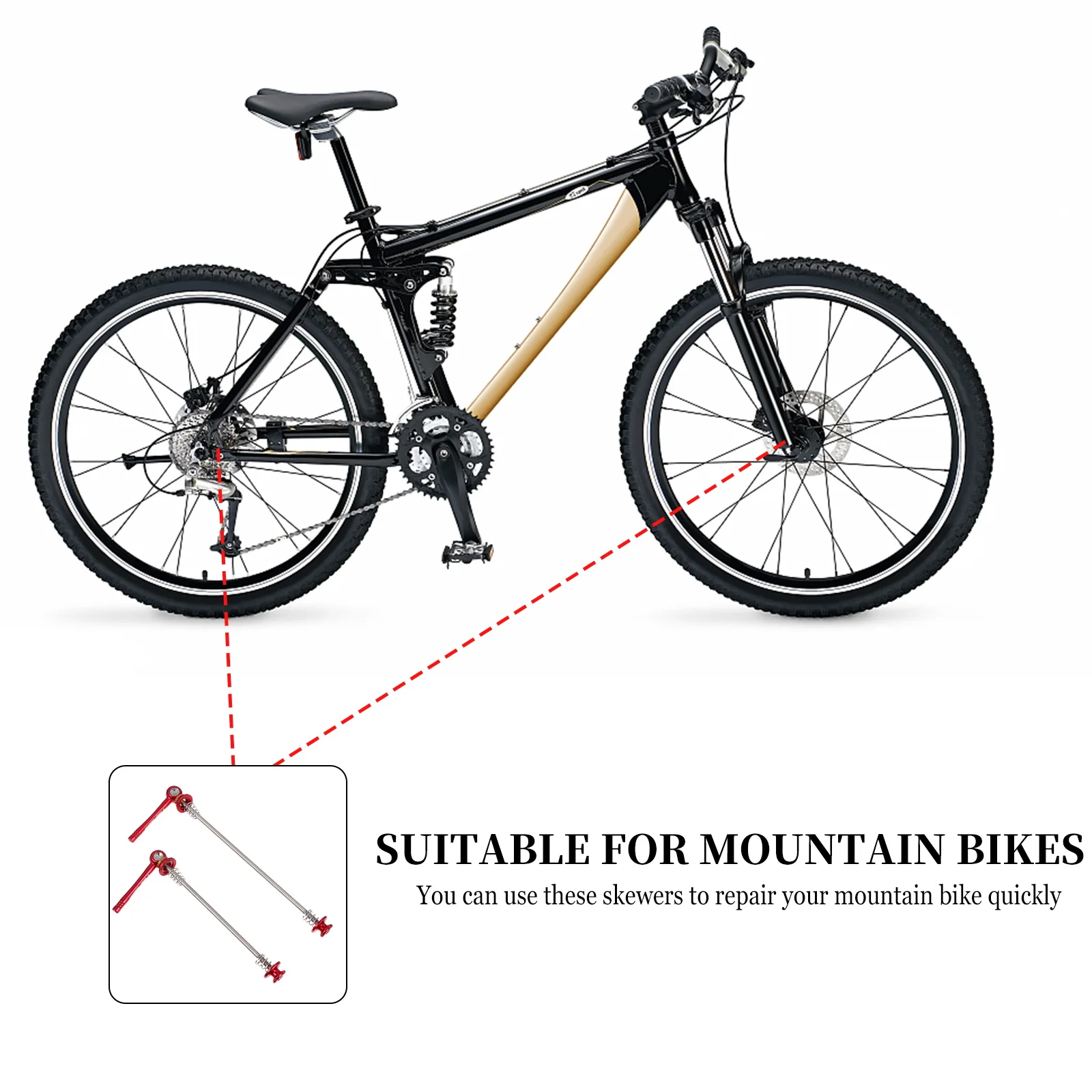 1Pair Mountain Bike Quick Release Skewers Titanium Alloy Durable Lightweight Cycling Accessory Hub Skewers Road Bikes