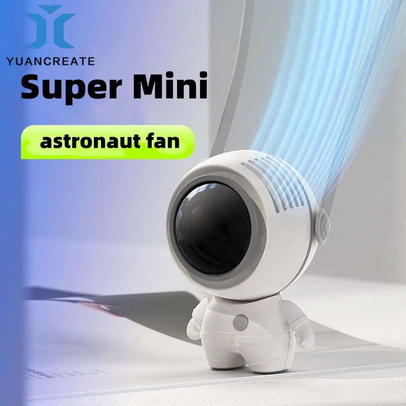 Portable Cartoon Astronaut Mini Fan Handheld Hanging Neck Fan USB Rechargeable Bladeless Fan Air Cooling Ventilador Portatil