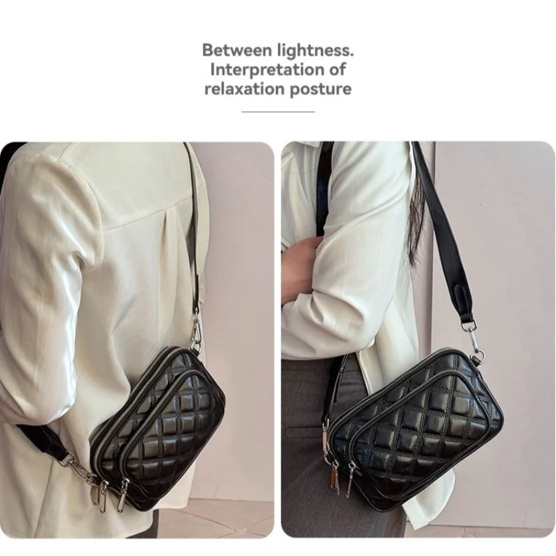 جديد الماس حقيبة مربعة صغيرة متعددة الطبقات حقيبة كتف فضية عبر الجسم حقيبة متعددة الطبقات جيب حقيبة الهاتف المحمول الصغيرة #1