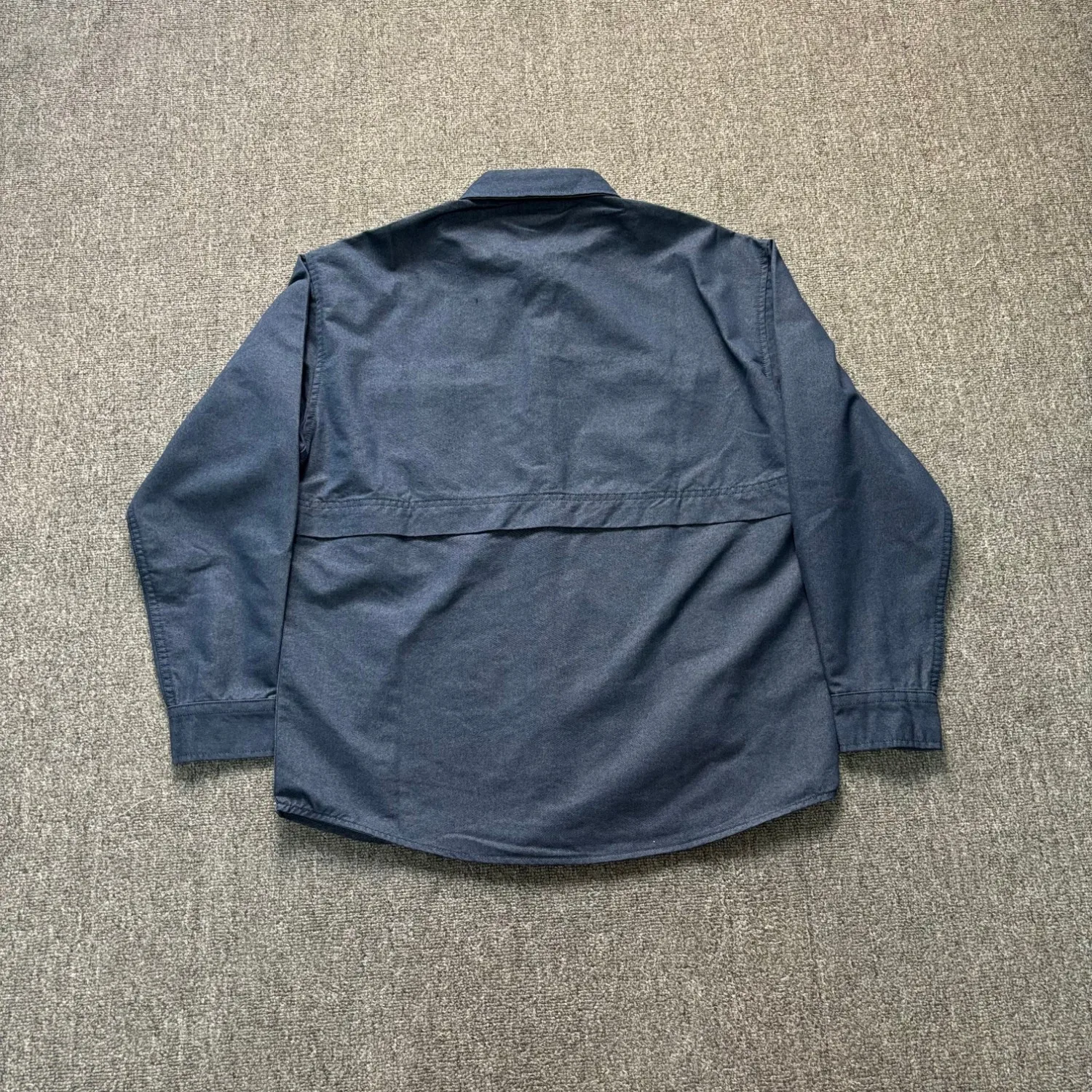 Men's workwear denim long-sleeved shirt double large pocket lapel shirt loose retro casual jacket top