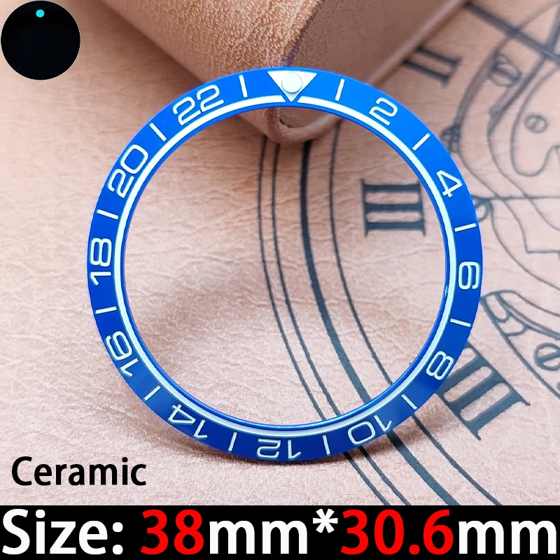 Accesorio de bisel cerámico luminoso de 38x30,6mm, anillo GMT, caja resistente a los arañazos y al agua, reparación y reemplazo de piezas