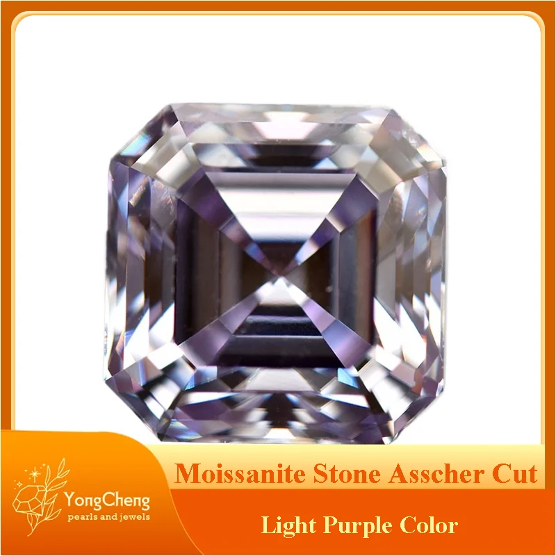 

Moissanite Stone Asscher Cut Light Purple Color Loose Gemstone Lab Grown Moissanite Jewelry Material with GRA Certificated