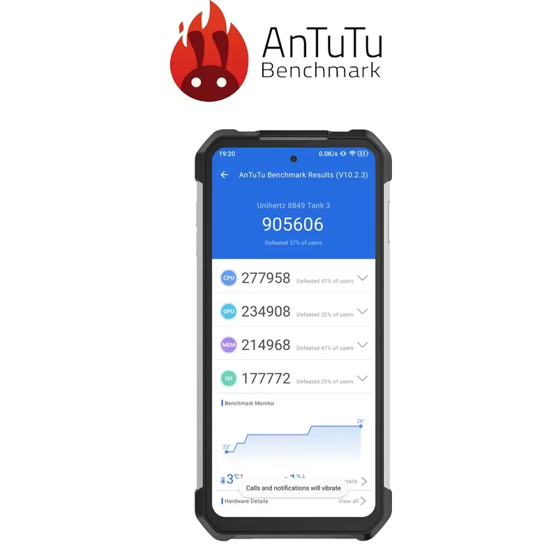 Unihertz Tank 3 8849 Projetor Smartphone Android 14 5G Phone, 32GB 512GB, Câmera 200MP, Dimensidade 8200, IP68, Bluetooth 5.3