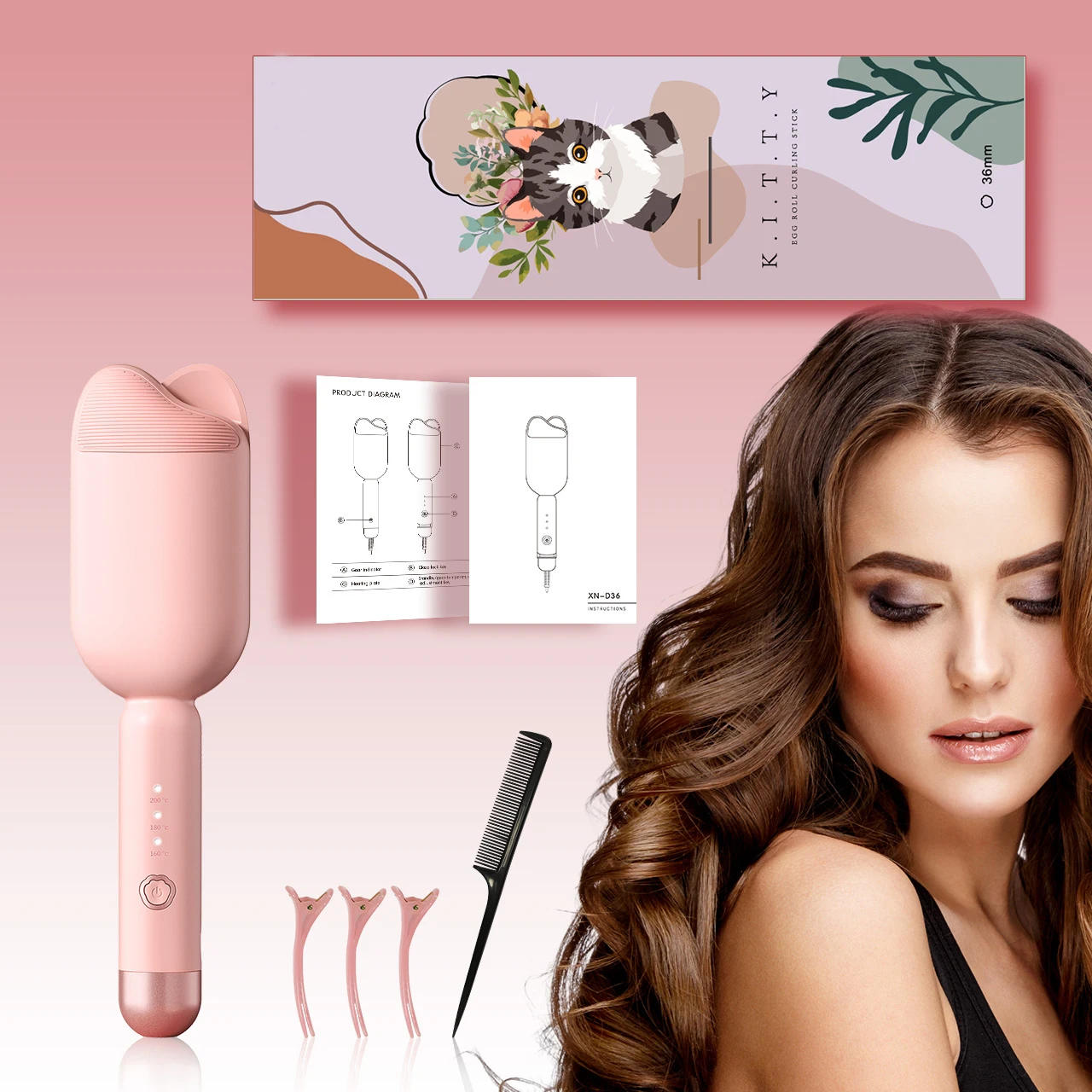 

Щипцы для завивки волос, стайлер для завивки волос, щипцы для завивки волос с подогревом, инструмент для завивки волос с отрицательными ионами, большие волны, кудри для волос, 3 температуры