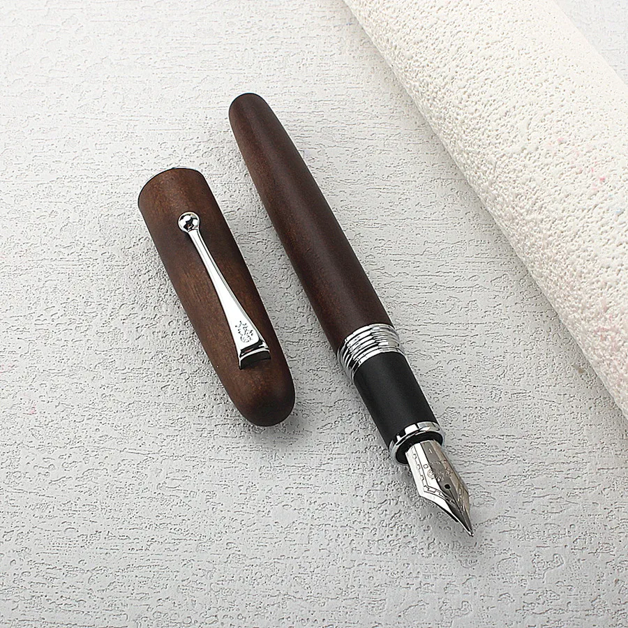 Jinhao High Quality Luxury Wood Fountain Pen Standard Metal Iraurita 0.7mm Fine Nib Calligraphy Ink Pens for Office Writing