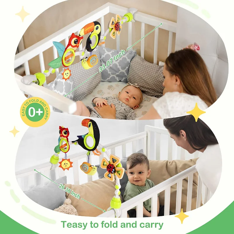 Baby-Kinderwagen-Bogen-Spielzeug, Autositz-Spielzeug mit hängendem sensorischem Aktivitätsspielzeug, Kinderwagen-Aktivität, Feinmotorik-Spielzeug für 0, 12 Monate, 1 Jahr
