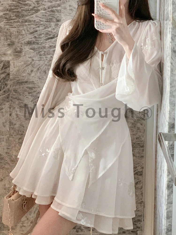 Summer Casual New 3 Piece Set Women Sweet Solid Elegant Skirt Suit Female Loose Cardigan + White Vest + Slim Mini Skirt Set 2024