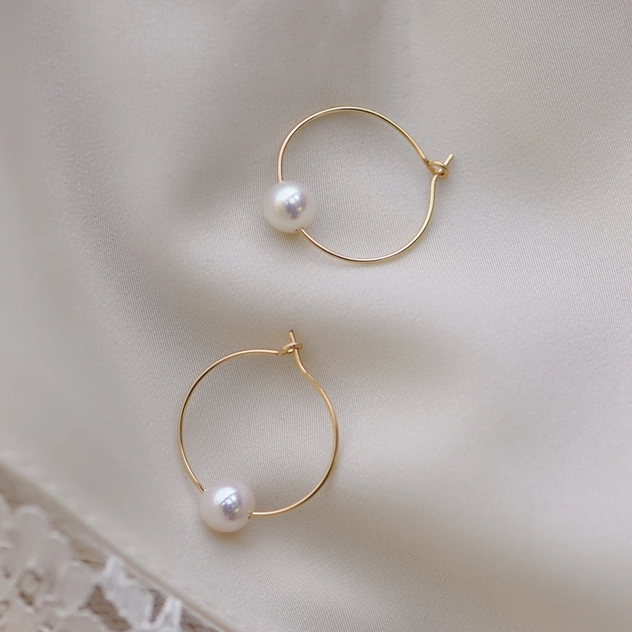 

Lii Ji 14k Gold Filled High Luster Pearl 5.5-6mm Hoops Earring No Fade Boho Women Jewelry Gift