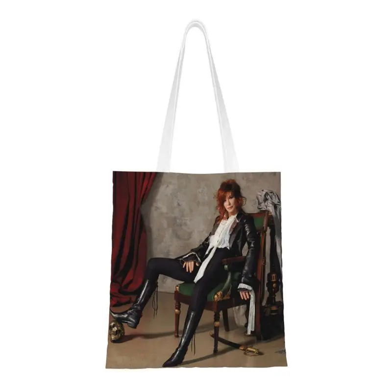 

Recycling Mylene Farmer Shopping Bag Women Shoulder Canvas Tote Bag Durable French Singer Groceries Shopper Bags