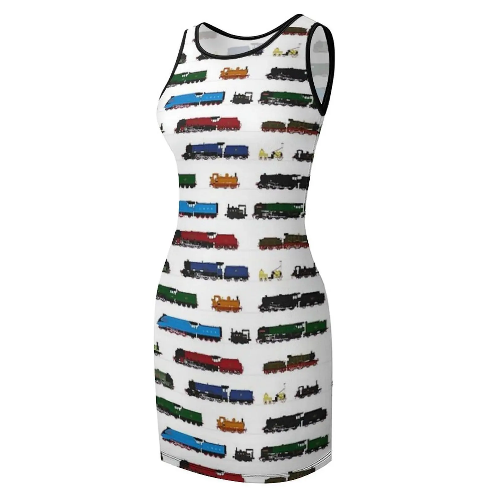 فستان صيفي نسائي بدون أكمام على شكل قطارات بخارية بريطانية مميزة فساتين صيفية 2025 فساتين سهرة فستان نسائي صيفي 2025 نسائي