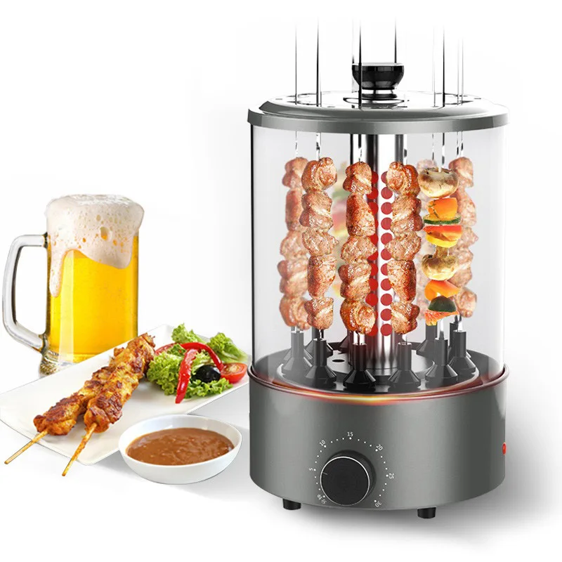 Household Skewers Vertical Grill Barbecu Rotating Smokeless Churrasqueira Elétrica