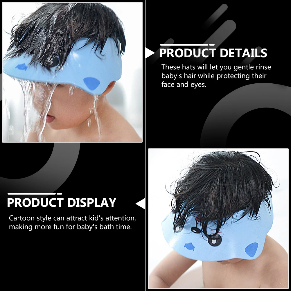 

2pcs Shampoo Caps Kids Bathing Hat Shower Infant Protection Waterproof Polyester Ears Eyes Cover Storage Travel Convenience