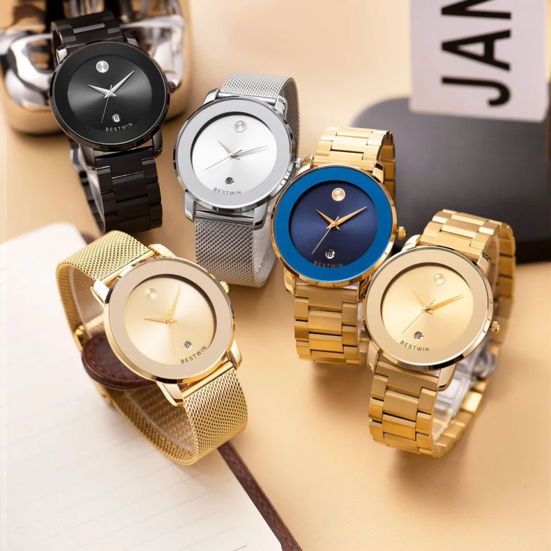 Ultra Thin Simple Men's Quartz Watch with Steel Mesh Strap Waterproof Durable for Students Daily Wear School Use Comfortable